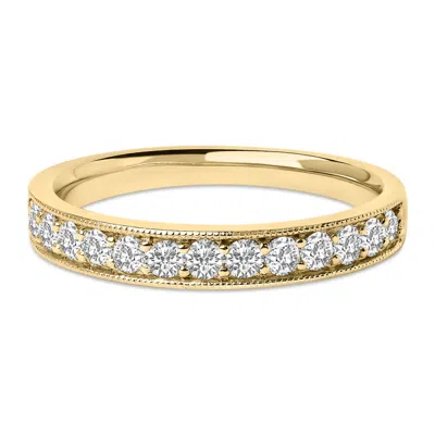 HAUS OF BRILLIANCE HAUS OF BRILLIANCE 14K YELLOW GOLD 1/2 CTTW ROUND DIAMOND MILGRAIN WEDDING BAND