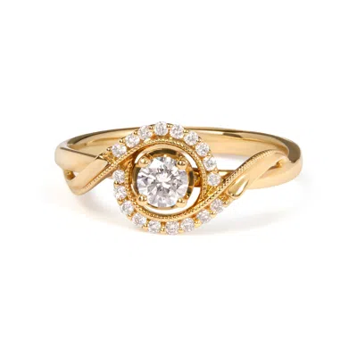 Haus Of Brilliance 14k Yellow Gold 1/3 Cttw Diamond Solitaire And Halo Swirl Engagement Ring- Size 7