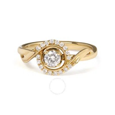 Haus Of Brilliance 14k Yellow Gold 1/3 Cttw Diamond Solitaire And Halo Swirl Engagement Ring