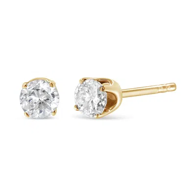 Haus Of Brilliance 14k Yellow Gold 1/3 Cttw Prong Set Round Brilliant Cut Diamond Solitaire Push Back Stud Earrings (j-