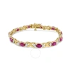 HAUS OF BRILLIANCE HAUS OF BRILLIANCE 14K YELLOW GOLD 1/4 CTTW DIAMOND AND OVAL RED RUBY ALTERNATING X LINK BRACELET (I