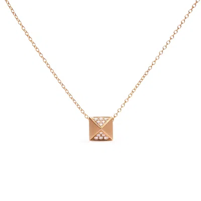 Haus Of Brilliance 14k Yellow Gold 1/4 Cttw Diamond Matte Finished Pyramid Pendant Necklace
