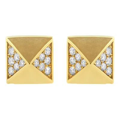 Haus Of Brilliance 14k Yellow Gold 1/4 Cttw Diamond Pyramid Stud Earring