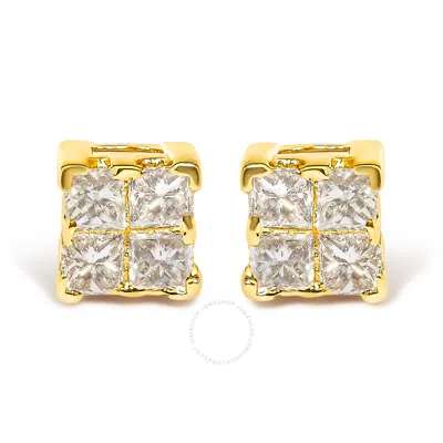 Haus Of Brilliance 14k Yellow Gold 1/4 Cttw Invisible Set Princess-cut Diamond Square Stud Earring