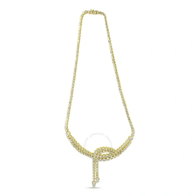 Haus Of Brilliance 14k Yellow Gold 17.0 Cttw Diamond Double Row Lariat 18" Inch Tennis Necklace With Pear Shape Diamond In White