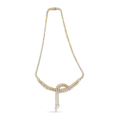 Haus Of Brilliance 14k Yellow Gold 17.0 Cttw Diamond Double Row Lariat 18" Inch Tennis Necklace With Pear Shape Diamond