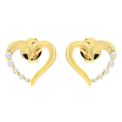 Haus Of Brilliance 14k Yellow Gold 1/8 Cttw Diamond Journey Heart Hoop Earrings
