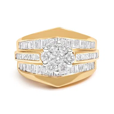 Haus Of Brilliance 14k Yellow Gold 2-1/3 Cttw Diamond Cluster Channel Set Chevron Shaped Band Engagement Ring & Wedding