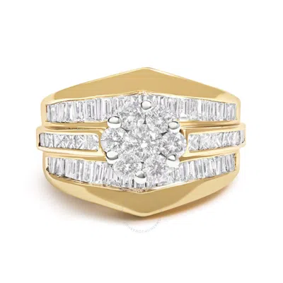 Haus Of Brilliance 14k Yellow Gold 2-1/3 Cttw Diamond Cluster Channel Set Chevron Shaped Engagement