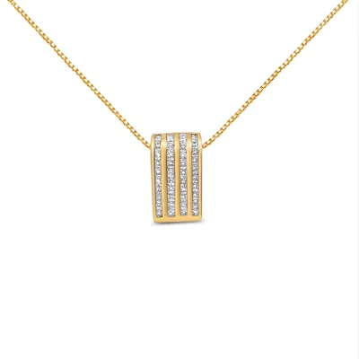 Haus Of Brilliance 14k Yellow Gold 2 1/3 Cttw Princess Cut Diamond Block Pendant Necklace