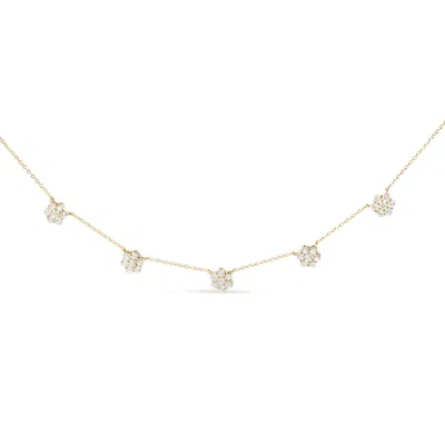 Haus Of Brilliance 14k Yellow Gold 2.00 Cttw Diamond Cluster 18" Station Necklace