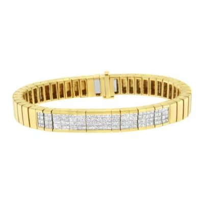 Haus Of Brilliance 14k Yellow Gold 3 5/8 Cttw Invisible Set Princess-cut Diamond Id Tennis Bracelet In White