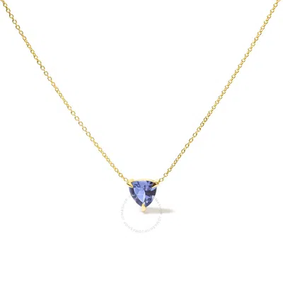 Haus Of Brilliance 14k Yellow Gold 3-prong Martini Set Blue Tanzanite Trillion Solitaire 18" Pendant