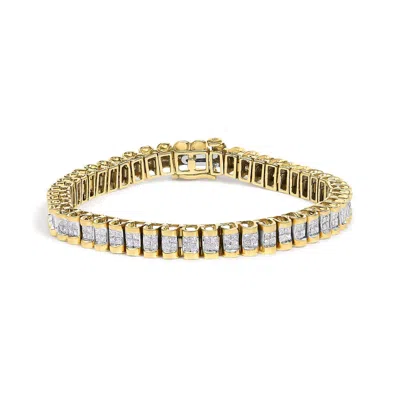 HAUS OF BRILLIANCE HAUS OF BRILLIANCE 14K YELLOW GOLD 3.0 CTTW PRINCESS CUT QUAD INVISIBLE SET TENNIS BRACELET (H-I COL