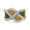 Haus Of Brilliance 14k Yellow Gold 3/4 Cttw Champagne, Yellow And Round-cut Diamond Ring In Yellow