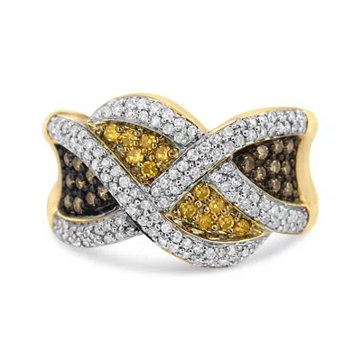 Haus Of Brilliance 14k Yellow Gold 3/4 Cttw Champagne, Yellow And Round-cut Diamond Ring