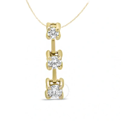 Haus Of Brilliance 14k Yellow Gold 3/4 Cttw Round Diamond Three-stone Drop Pendant 18" Necklace - (h