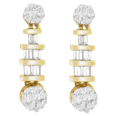 Haus Of Brilliance 14k Yellow Gold 3/4ct. Tdw Round And Baguette-cut Diamond Dangle Earrings