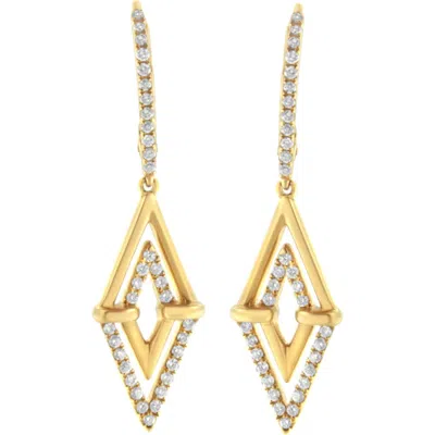 Haus Of Brilliance 14k Yellow Gold 3/8 Ct Double Triangle Drop And Dangle Diamond Earrings