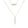Haus Of Brilliance 14k Yellow Gold 3/8 Cttw Two-strand Marquise And Bar Charm Paper Clip Link Pendan In Yellow