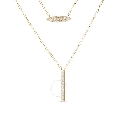 Haus Of Brilliance 14k Yellow Gold 3/8 Cttw Two-strand Marquise And Bar Charm Paper Clip Link Pendan