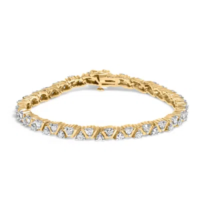 Haus Of Brilliance 14k Yellow Gold 4.00 Cttw Diamond Triangle Link Tennis Bracelet