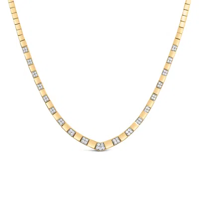 Haus Of Brilliance 14k Yellow Gold 4/5 Cttw Diamond Cluster And Bar Set Link 3.5 Mm Chain Necklace