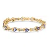 Haus Of Brilliance 14k Yellow Gold 4x3 Trillion Cut Purple Tanzanite And Diamond Link Bracelet In Yellow
