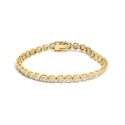 Haus Of Brilliance 14k Yellow Gold 5.0 Cttw Diamond Scalloped Link Tennis Bracelet In Multi