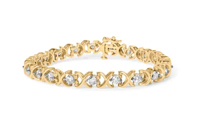 Haus Of Brilliance 14k Yellow Gold 5.00 Cttw Round-cut Diamond X-link 7.5" Bracelet