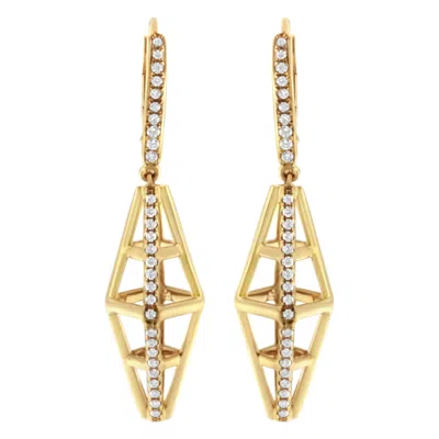 HAUS OF BRILLIANCE 14K YELLOW GOLD 5/8 CTTW DIAMOND GEOMETRICAL PILLAR DROP AND DANGLE EARRINGS