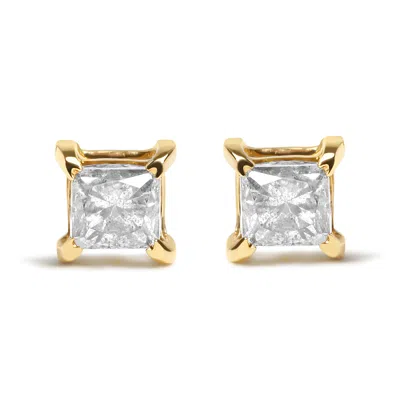 Haus Of Brilliance 14k Yellow Gold 5/8 Cttw Princess Natural Brown Color Diamond 4-prong Stud Earrings