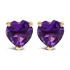 Haus Of Brilliance 14k Gold 5mm Heart Cut Gemstone Solitaire Stud Earrings In Gold