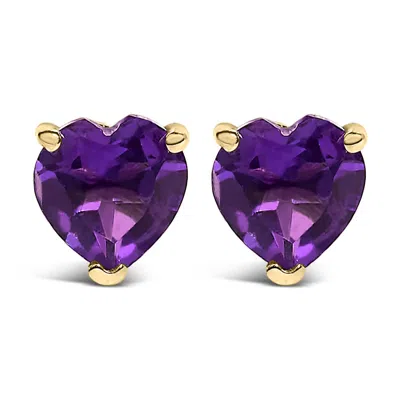 Haus Of Brilliance 14k Yellow Gold 5mm Heart Cut Amethyst Solitaire Stud Earrings