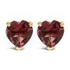 Haus Of Brilliance 14k Yellow Gold 5mm Heart Cut Garnet Solitaire Stud Earrings In Multi