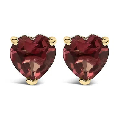 Haus Of Brilliance 14k Yellow Gold 5mm Heart Cut Garnet Solitaire Stud Earrings