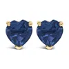 Haus Of Brilliance 14k Yellow Gold 5mm Heart Cut Sapphire Solitaire Stud Earrings In Blue