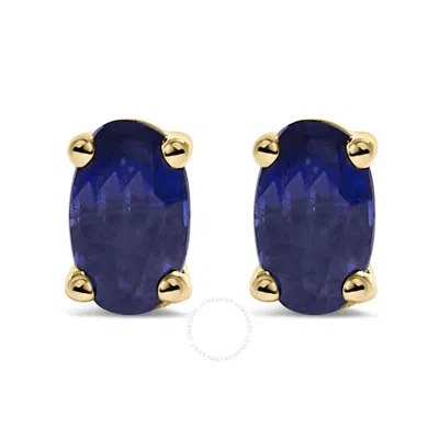 HAUS OF BRILLIANCE HAUS OF BRILLIANCE 14K YELLOW GOLD 5X3 MM OVAL BLUE SAPPHIRE SOLITAIRE STUD EARRINGS