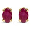 Haus Of Brilliance 14k Yellow Gold 5x3 Mm Oval Red Ruby Solitaire Stud Earrings