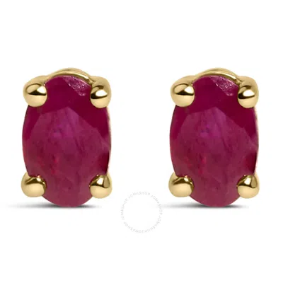 Haus Of Brilliance 14k Yellow Gold 5x3 Mm Oval Red Ruby Solitaire Stud Earrings