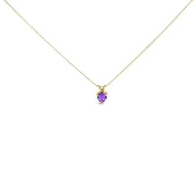 Haus Of Brilliance 14k Yellow Gold 5x5 Mm Heart Shaped Purple Amethyst Solitaire Pendant Necklace