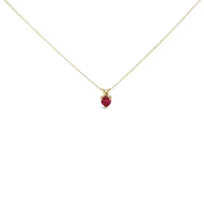 Haus Of Brilliance 14k Yellow Gold 5x5 Mm Heart Shaped Red Ruby Solitaire Pendant Necklace