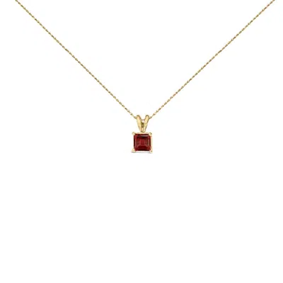 Haus Of Brilliance 14k Yellow Gold 5x5 Mm Square Shaped Red Garnet Solitaire Pendant Necklace