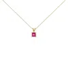 Haus Of Brilliance 14k Gold 5x5 Mm Square Shaped Gemstone Solitaire Pendant Necklace In Gold