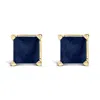 Haus Of Brilliance 14k Yellow Gold 5x5mm Princess Cut Blue Sapphire Solitaire Stud Earrings In Gold