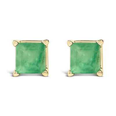 Haus Of Brilliance 14k Yellow Gold 5x5mm Princess Cut Green Emerald Solitaire Stud Earrings