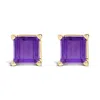 Haus Of Brilliance 14k Yellow Gold 5x5mm Princess Cut Purple Amethyst Solitaire Stud Earrings In Gold