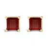 Haus Of Brilliance 14k Yellow Gold 5x5mm Princess Cut Red Garnet Solitaire Stud Earrings In Yellow