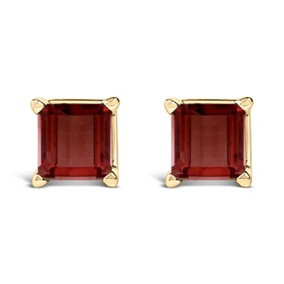 Haus Of Brilliance 14k Yellow Gold 5x5mm Princess Cut Red Garnet Solitaire Stud Earrings