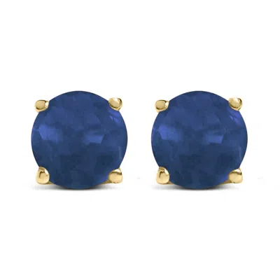 Haus Of Brilliance 14k Yellow Gold 5x5mm Round Blue Sapphire Solitaire Stud Earrings